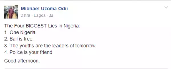 Man lists the Four Biggest Lies in Nigeria (See Here)